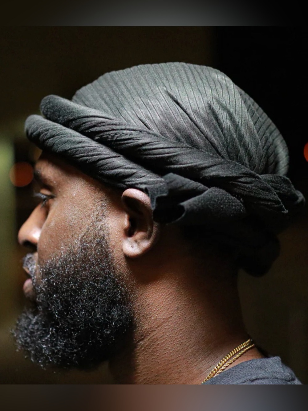 Premium Black Male Turban Size/96x18